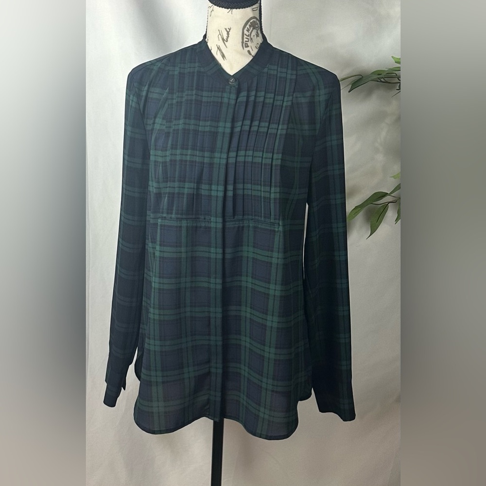J.Crew Blue Green Plaid Button-Front Blouse – Women’s Size S - Picture 6 of 11